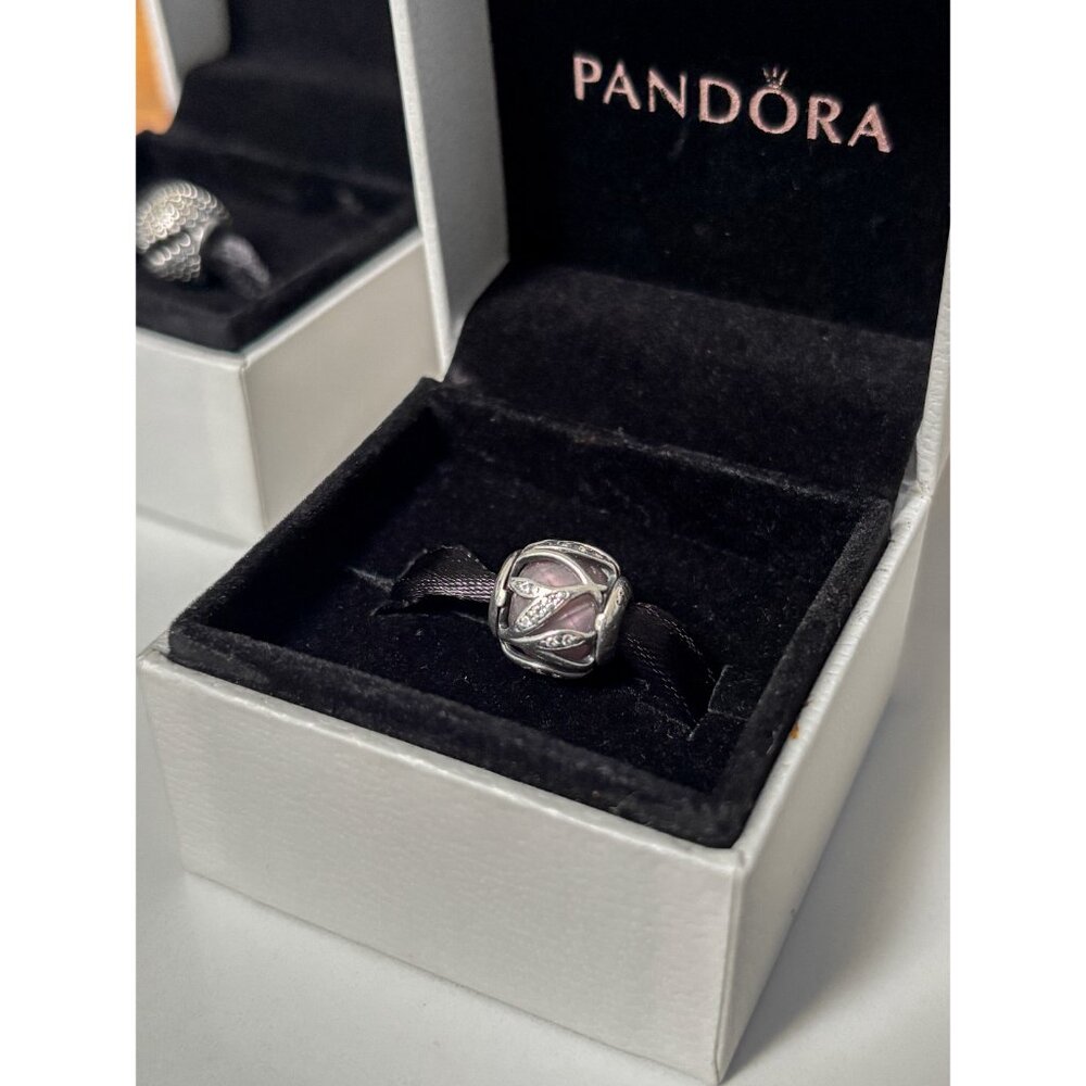 Pandora - Nature's Radiance Charm – Pink/Purple Murano Glass & CZ - New in Box